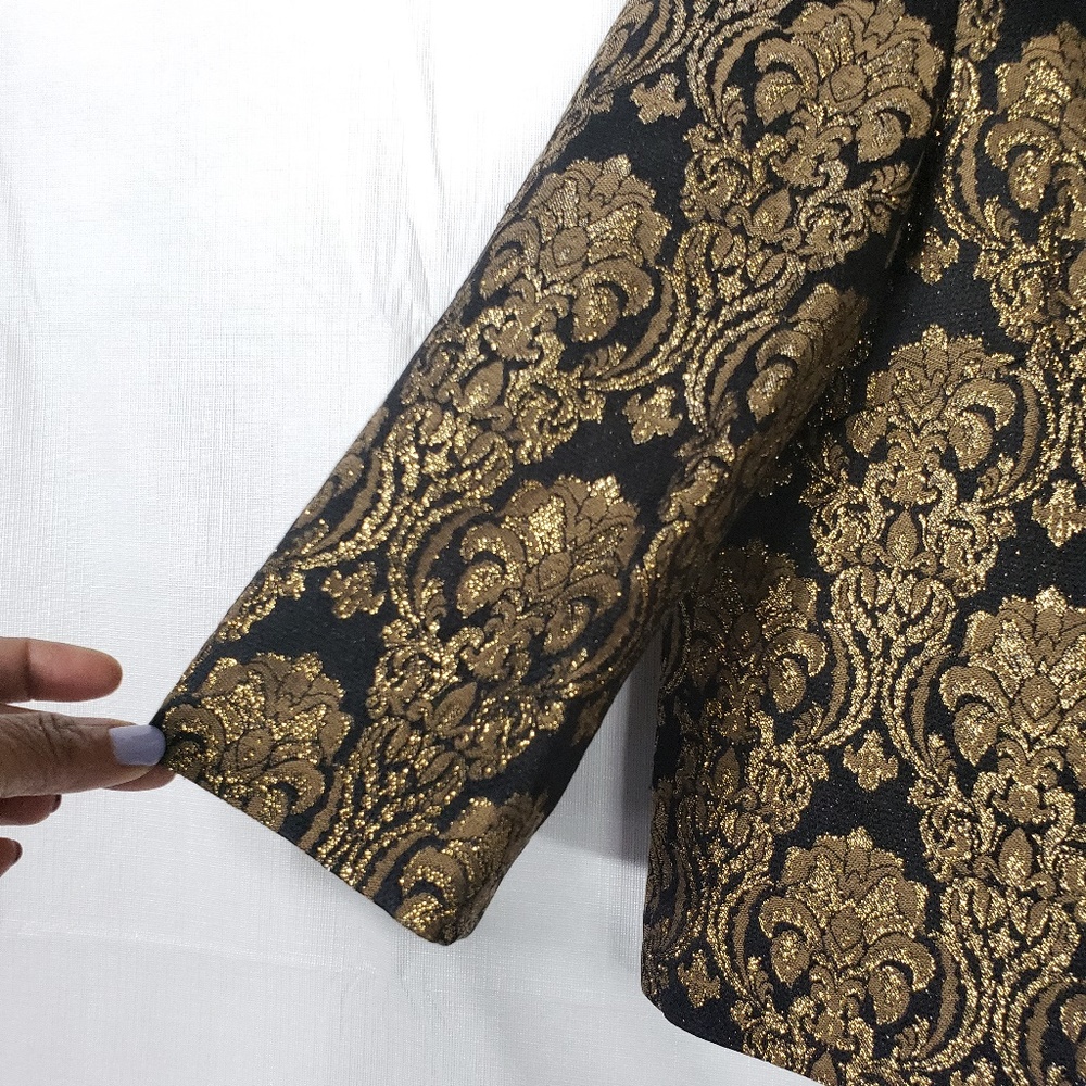 Micheal Kors Gold Brocade Cropped Jacket Size P - Picture 4 of 8